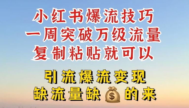 小红书爆流技巧，一周突破万级流量，复制粘贴就可以，引流爆流变现【揭秘】-爱学习网创